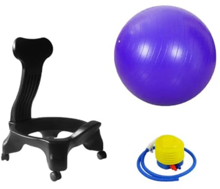 Balansbollstol Med Hjul Och Ryggstöd | Yogabollstol med 52 cm stabilitetsboll, 200 kg viktkapacitet for hemma- eller kontorsbruk