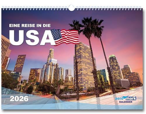 Calendario de pared de Estados Unidos de América 2026, DIN A3, con parques nacionales, viajes, fotos, regalo de Navidad o cumpleaños, viajes, calendario mensual, arquitectura, paisaje