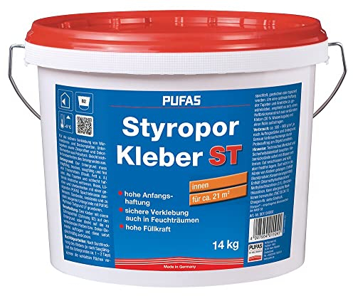 Pufas Styroporkleber und Renoviervlies Kleber 14kg - Hartschaumkleber Deckenplatten Untertapeten Isolierplatten kleben