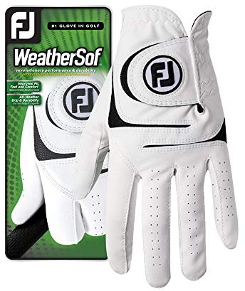 FootJoy WeatherSof Prior Generation Golfhandschuh für Herren, Weiß, Größe XXL, auf der linken Hand getragen