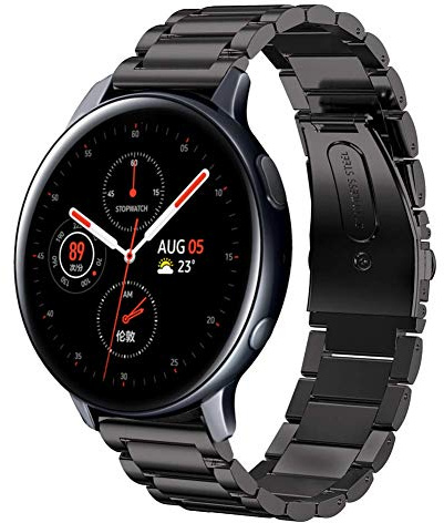 SUNDAREE Armband Kompatibel med Samsung Galaxy Watch Active 2/Watch 3 41MM/GTS 4/TicWatch E3/Garmin Venu SQ 2,20MM Svart Ersättningsarmband Armbandsur i Rostfritt Stål Metallarmband