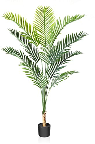 CROSOFMI Kunstpflanze Palmen 170 cm Plastik Künstliche Pflanze Groß Areca Palme im Topf Wohnzimmer Balkon Schlafzimmer Grün Deko (1 Pack)