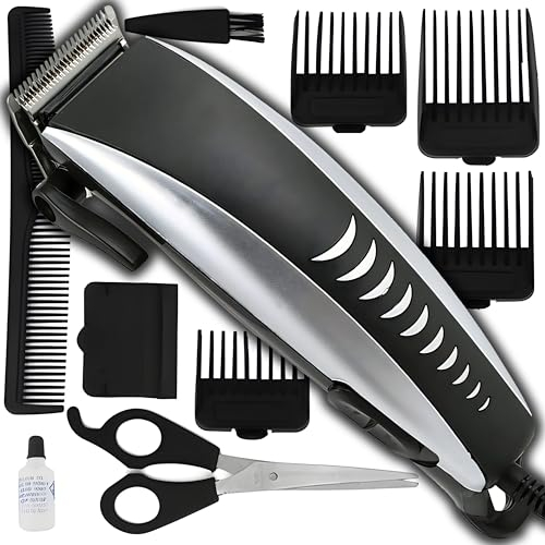 Retoo Haarschneidemaschine, Profi Haarschneider, Haartrimmer, für Männer, Frauen, Kinder, 4, Kammaufsätze, Weiteres, Zubehör, Farbe, Schwarz, Silber