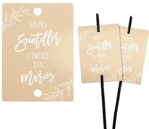 Francese Etichette Cartoncini per Stelline Scintille Luminose Matrimonio, Faites Scintiller l'entrée des mariés, Biglietti Nozze Sposi Taglio Torta (100pz)