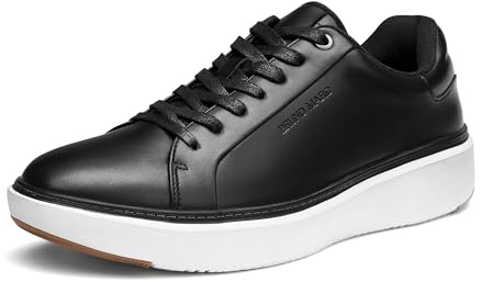 Bruno Marc Zapatos Casual Cordones Ligero para Hombre Suela EVA y Goma Antideslizantes de 4cm Zapatillas de Deporte para Caminar Moda Sneakers,Size 42,Negro,SBFS2418M