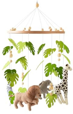 Mobile Halterung Holz für Babybett, Mobile Halterung Wickeltisch für Kinderzimmer-Dekoration, Angepasst Mobile Halter Gestell Stange (Tropischer Regenwald-Bettglocke)