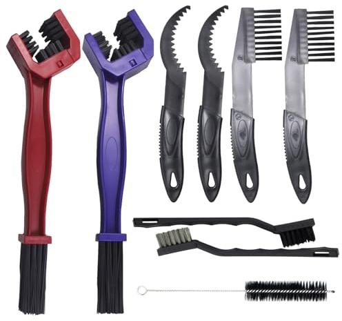 Kit Pulizia della Catena Blu e Rosso, Kit di Pulizia della Catena della Moto - Pulitore, Spazzola e Pulisci catena Durevoli ed Efficaci per una Pulizia Completa della Tua Moto