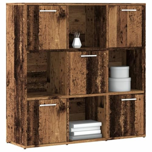 Gecheer Antik träbokhylla 90 x 28 x 90 cm i flera lager, skåp, CD-dörrskåp, bokhylla, CD-hållare, DVD, arkivering, bokhylla, kub, CD-hållare, avdelarbokhylla, P856058