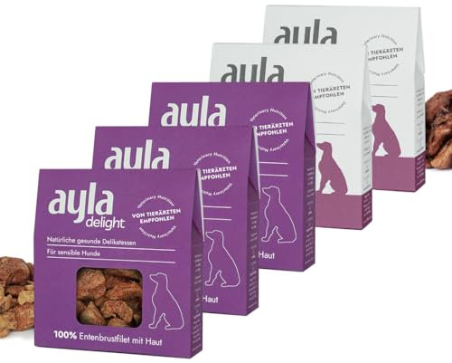 Premium Entenmix-Set: 5x28g | 3X Entenbrust-Filet & 2X Entenherzen | Gefriergetrocknet | Ohne Zusätze | Monoproteinfutter | Human Grade Quality | AYLA
