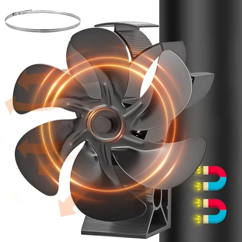 JossaColar Ventola per Stufa a Legna Magnetico | Ventola per Stufa a Pellet | ventilatore per stufa a legna | ventola per camino a legna con termometro magnetico