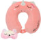 Aquzhou Neck Pillow for Travel, 30 x 30cm Kids Travel Pillow for Airplane, Memory Foam Travel Pillow for Adults and Kids, Removable Travel Neck Pillow with Zips, Cute Cartoon Plane Pillow (Pink)