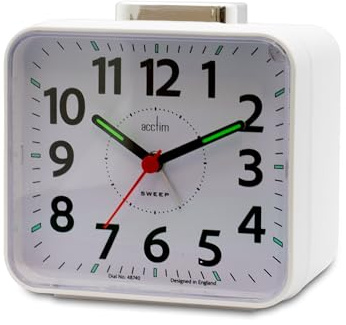 Acctim Parker Non-Ticking Sweep Loud Bell Alarm Clock (White)