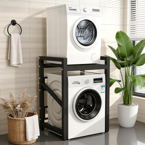 WUDLEP Washer Dryer Stand Stacking Kit,Adjustable Tumble Dryer Stand,Black