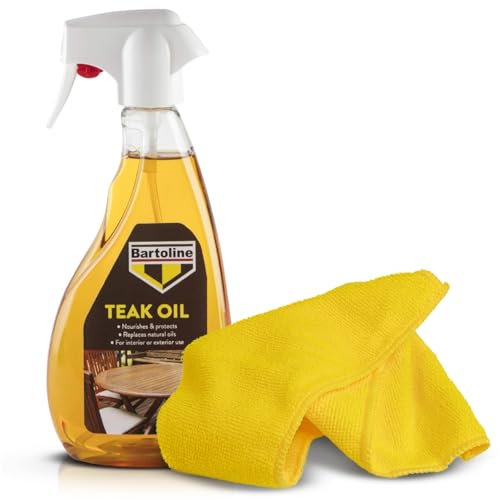 Teak Oil Spray 500ml – Wood Sealer & Conditioner for Outdoor Garden Furniture & Decking | Protects & Restores Natural Finish | Includes Lint-Free 400GSM Cloth for Easy Application