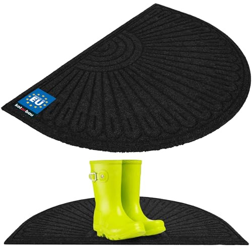 KOTARBAU® Fußmatte - 60 x 90 cm - Halbkreisförmig - Schmutzfangmatte - rutschfest - Fußmatte für Innen & Eingangsbereich - Saugfähig - Fußabtreter - Polyester + Gummi - Grau
