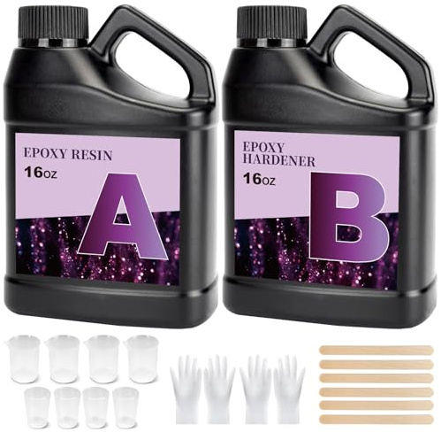 ZEROMX Set di resina epossidica da 1000 ml, trasparente, autolivellante, senza bolle, con indurente, resina per colata senza bolle, set per opere d'arte, resina, ornamenti, stampi in silicone