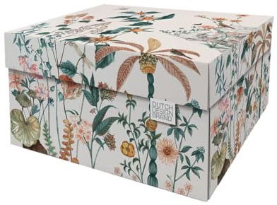 DDB Dutch Design Brand Dekorative Aufbewahrungsboxen mit Deckel – Größe: 38,9 x 31,8 x 21,1 cm – FSC zertifizierter recycelbarer Karton (Druck: Libelle)