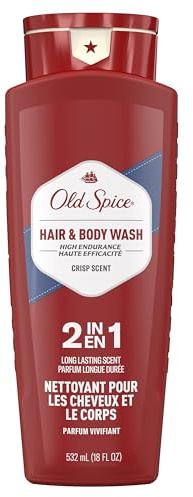 Old Spice High Endurance Hair + Body Wash for Men, Crisp Scent, 18 fl oz