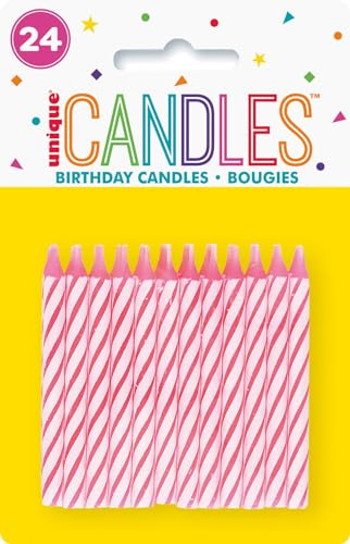 Unique Stripes Party Candles, 2.5, Pink