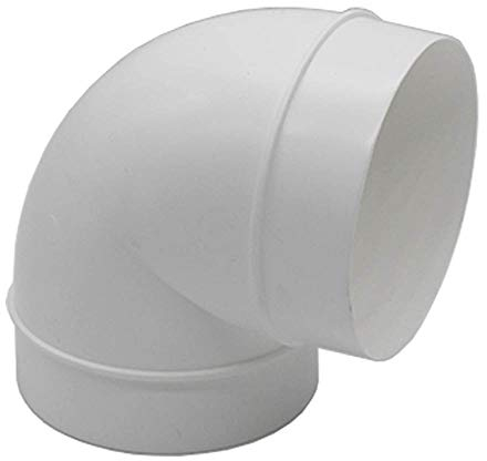 Kair 90 Degree Elbow Bend 100mm - 4 inch Round Plastic Ducting Joint to Connect Round Duct Pipe or Flexible Hose