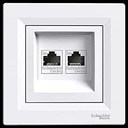 asfora – ISDN de canette Cat5e 2 x RJ45, prises, complet, schneider electric, Blanc, Neuf