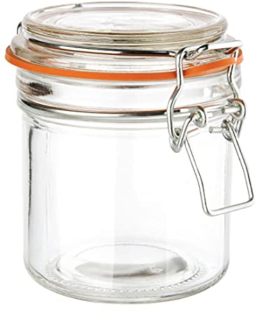 Vogue Bocal à conserve 285 ml (lot de 6), verre transparent, hermétiques, pots de confiture, stockage des aliments, joints en caoutchouc remplaçables, passent au lave-vaisselle, GH329