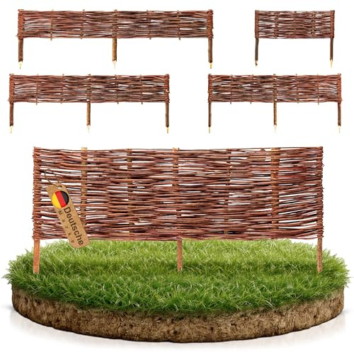 BOOGARDI Bordure de Jardin en Bois · 12 Tailles · 1x clôture en Osier Hauteur 10 cm x Longueur 100 cm · Barrière à Planter pour Bordure de Massif · Bordure de pelouse en Osier