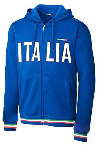 Toocool - Felpa Uomo Donna Italia Giacca Tuta Maniche Lunghe Cappuccio FI-589 [L,Blu Elettrico]