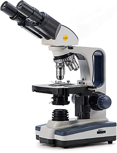 SWIFT SW350B 40X-2500X - Cabeza de pote (microscopio de Laboratorio Compuesto trinocular de Calidad de investigación con oculares de Campo Amplio 10X y 25X