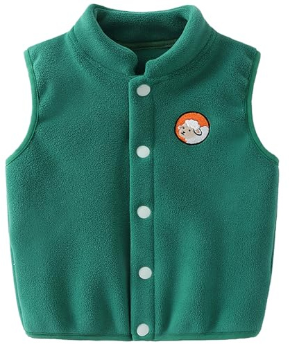 Gilet in Pile per Bebè Bambini Vello Polare Autunno Inverno Bambina Senza Maniche con Bottoni a Pressione Giacche Ragazzi Ragazze Caloroso Capispalla Cardigan Top con Motivo
