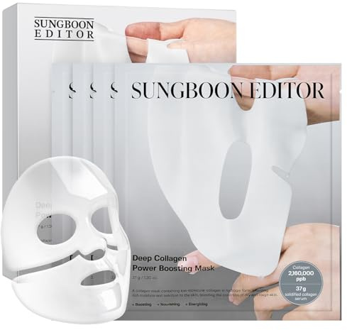 SUNGBOON EDITOR Deep Collagen Overnight Mask Hydrating Mask for Glass Skin, Wrinkle Care, Firming & Pore Refining 2,160,000PPB Collagen + 9 Peptides Korean Skincare, 4ea Gifts for Women