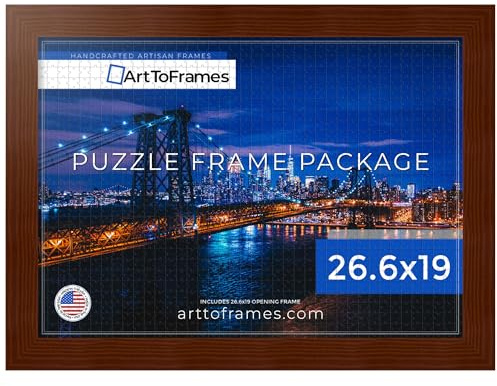 ArtToFrames 26.6x19 INCH/68x48 CM Brown Frame for 1000 Piece Puzzles.This 2.00 Inch Custom Wood Puzzle Frame is Honey - Comes with Economy Acrylic (PuzzleHE9187-26.6x19)