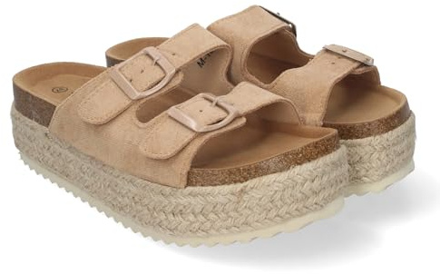 shoes&blues.es Sandalia de Plataforma para Mujer, Comodas y Elegantes, Forradas de Yute, con Planta Anatomica, y Cierre de Hebillas, Ideales para Primavera Verano