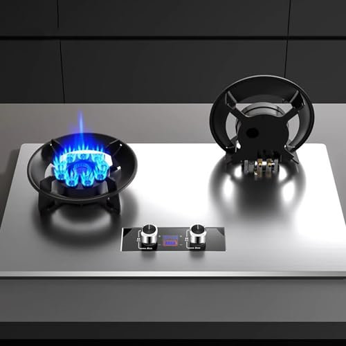 Portable Cuisiniere Gaz - Poele A Gaz Doubles 5,2 KW, Cuisinières À Gaz À Allumage Par Impulsion De Table Et Encastrées, Cuisinière À Gaz Avec Protection Contre Les Flammes Par Thermocouple(NG)