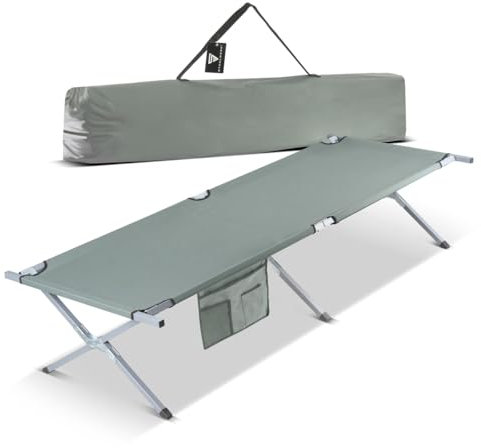 STAHLWERK Campingliege CL-210 ST klappbares XXL Feldbett mit 200 kg Tragkraft 210 x 72 cm Campingbett | Klappbett | Faltbett | Klappliege | Gästebett | Faltliege mit Transporttasche