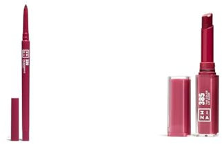 3INA MAKEUP - The Automatic Lip Pencil 390 + The Color Lip Glow 385 - Matita Labbra Viola scuro Waterproof +Rosetto Rosa Frutti di Bosco Burroacaco di Karite - Vegan - Cruelty Free
