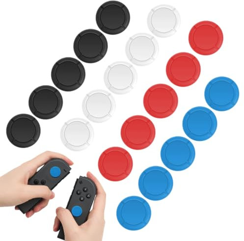 Lot de 20 Capuchons de Joystick de Rechange, Capuchons de Joystick en Silicone pour Nintendo Switch,Caps Joystick, Capuchons pour Pouce,Installation Facile, Expérience de Jeu Améliorée