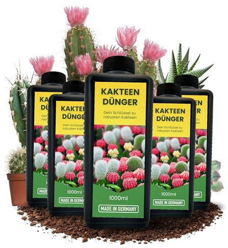 TronicXL Fertilizzante per cactus, 5 l, prodotto in Germania, concime per piante grasse, universale, cactus, piante grasse, fertilizzante liquido, 5000 ml, 5 x 1 litro