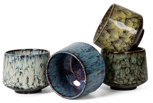 ZEBERBO Ceramic Espresso Cups Set of 4, Espresso Coffee Mugs, Special Glazed Demitasse Cups Expresso Coffee Cup for Espresso Machine