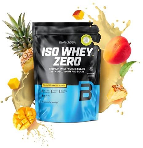 BioTechUSA Iso Whey Zero | Premium Whey Protein Isolate | Grass-Fed | Enzyme-Free | Sugar- and Gluten-free, 454 g, Ananas-Mango