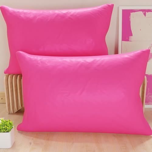 PETTI Artigiani Italiani - Coppia di Federe Cuscino 50x80 cm in Microfibra, Cuscini Arredo Camera da Letto, Divano, Set 2 Fodere Copricuscino, Federa Tinta Unita Fucsia, 100% Made in Italy