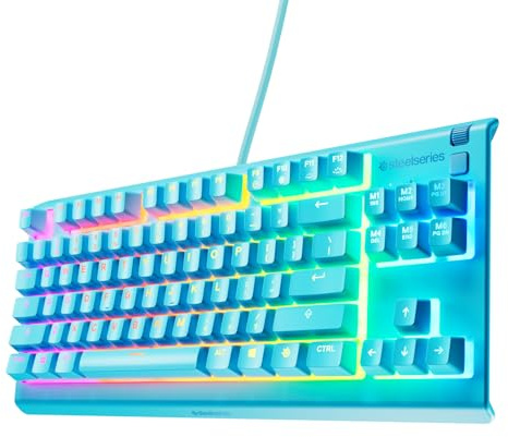 SteelSeries Apex 3 TKL Aqua Teclado Gaming RGB - Formato Compacto sin Teclado numérico - Iluminación RGB en 8 Zonas - Resistente al Agua y al Polvo - Switchs Gaming Silencioso - Formato US QWERTY
