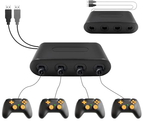 WIYETY Adattatore controller gamecube a 4 porte 3 in 1 GC, adattatore controller adattatore convertitore per Nintendo Switch/Wii U e PC