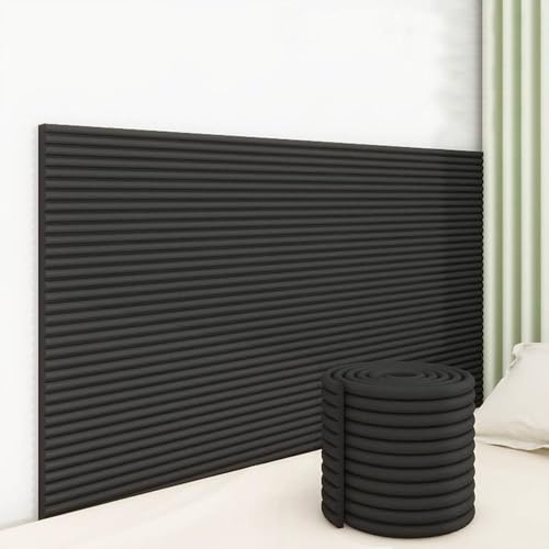 SkyFace Thickening 3D Wall Padding Self-Adhesive Anti Collision Wall Panels for Kids Autism Padding DIY Peel Stick Headboard Panels Bedroom Tatami Nursery Decorative Cushion (Black, 20 x 200 cm)