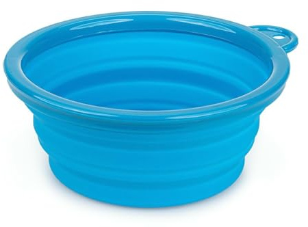 HAPPET Bol Pliable Randonnée Bleu - Silicone Voyage 0,35 L, Compact pour Chien Et Chat