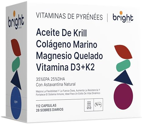Omega 3 Krill, Magnesium, Vitamin D3 och K2 4000, Marint Kollagen med Hyaluronsyra - SmartAbsorb™ | för immunitet, energi och benhälsa | 28 dagliga påsar