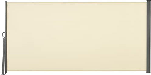 Outsunny Retractable Sun Side Awning Screen Fence Patio Garden Wall Balcony Screening Panel Outdoor Blind Privacy Divider (3x1.6M, Cream White)