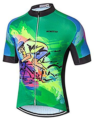 Radtrikot Herren Kurzarm Fahrradshirts Fahrradjacke mit Taschen Fahrradbekleidung, Bike1, 3X-Groß
