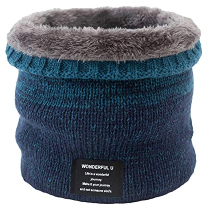 MoreChioce Unisex Strickschal, Winter Warm Schlauchschal Loop Schal Gestrickter Nackenwärmer Windstopper-Schal mit Fleece innen Hals Warmer zum Skifahren Motorrad Radfahren Wandern,Blau #A