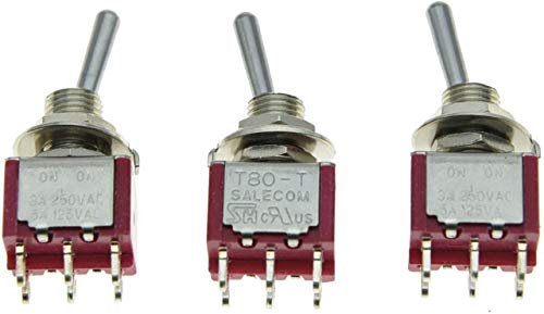 SALECOM 3 interruptores DPDT de 6 pines de 2 posiciones en la guitarra mini interruptor de palanca para coche/barco